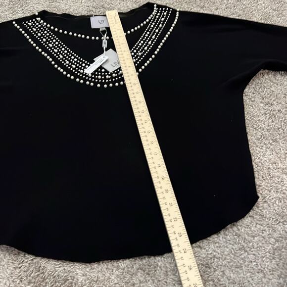 NWT LIV Milano Sweater NWT Black Small 4 6 Pearl Rhinestone Formal Cocktail NEW - Picture 9 of 16